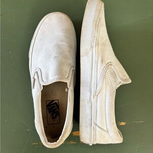 Vans White Canvas Slip-On Shoes